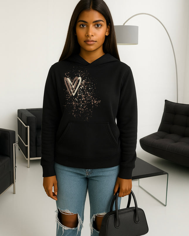 Mocha Heart Printed Hoodie