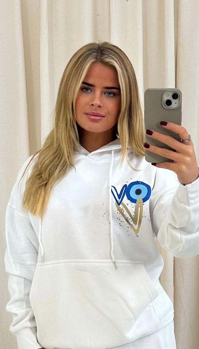 Gold Heart Evil Eye Printed Hoodie – adult printed hoodie by Miss Runway