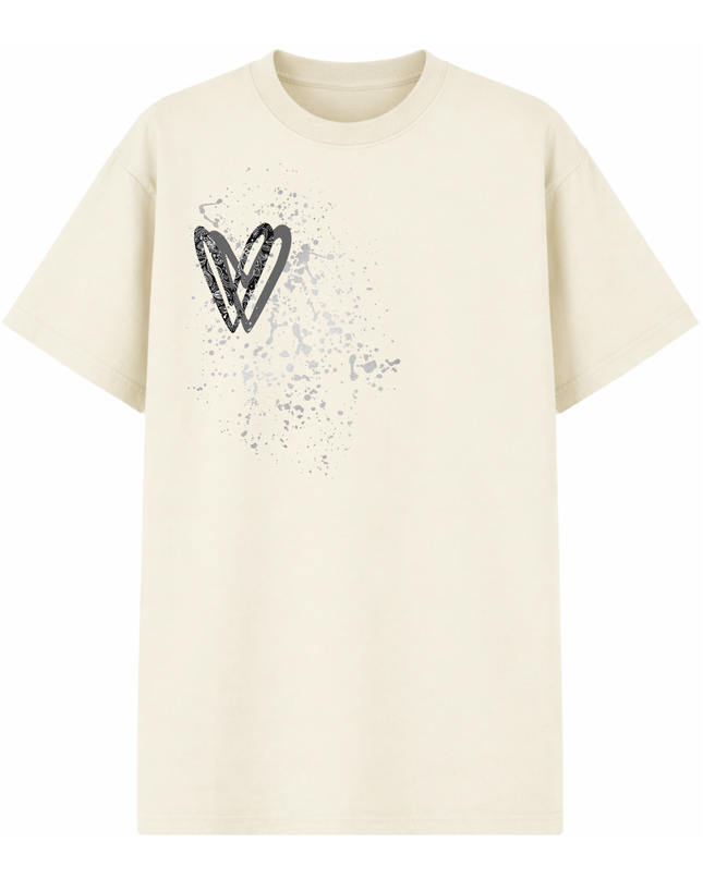 Charcoal Paisley Heart Printed T-shirt Adult