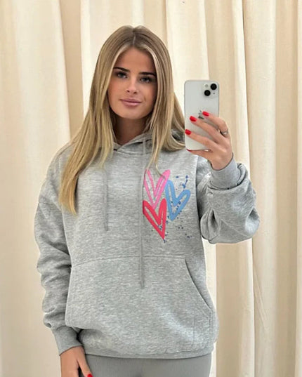 Miss Runway Multicoloured Heart Printed Hoodie Adults
