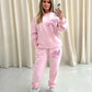 Hot Pink Candy Cane Heart Graffiti Hooded Sweatshirt Tracksuit Pink