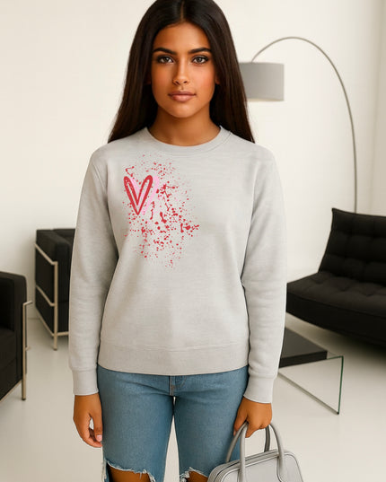 Pink/Red Heart Printed Sweatshirt