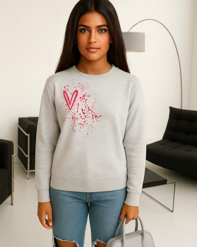 Pink/Red Heart Printed Sweatshirt
