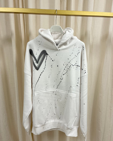 Grey Hearts Spray Painted Hoodie Kids