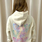 Pastel Leopard Heart Graffiti Hoodie Cream