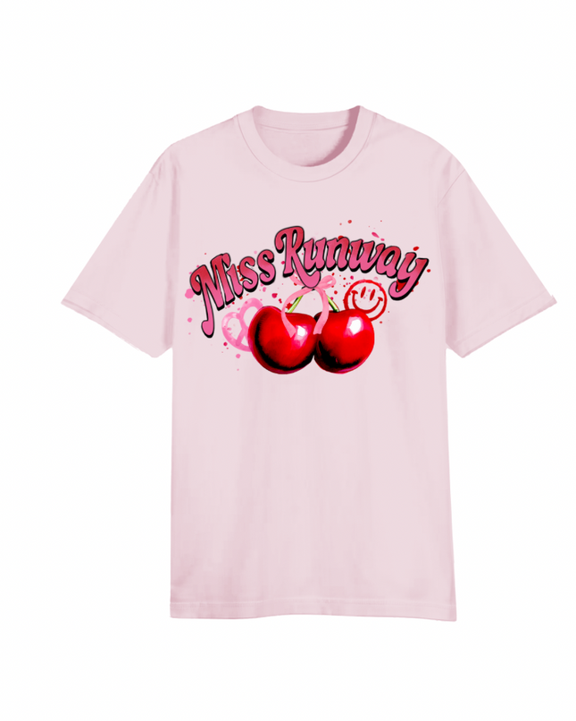 Miss Runway Smiley Cherry Printed T-shirt Adult