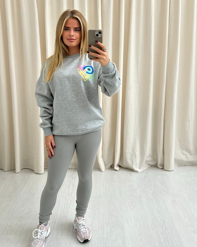 Neon Heart Evil Eye Printed Sweatshirt & Leggings Adults