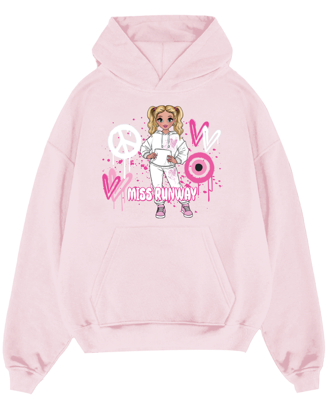 Miss Runway Doll Hoodie Pink Heart Design