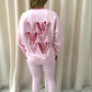 Pink & Red Candy Cane Heart Graffiti Sweatshirt Legging Set Pink