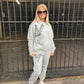 Grey Hearts Oversized Sweatshirt Tracksuit