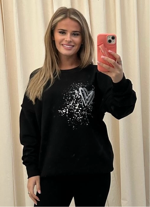 Grey Heart Printed Sweatshirt Adults
