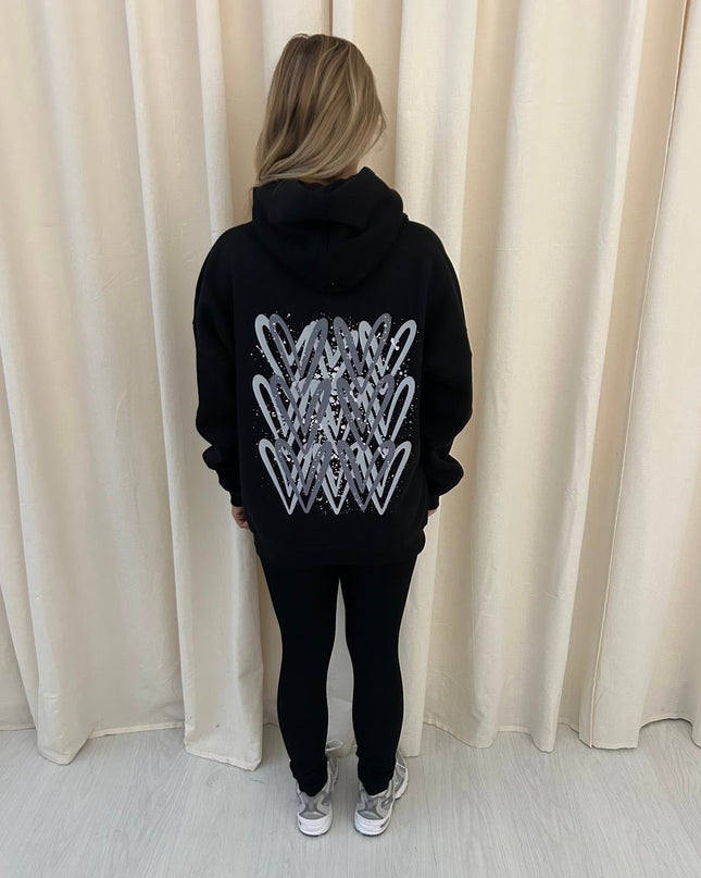 Grey Heart Printed Hoodie & Leggings Adults