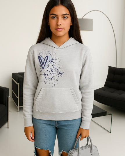 Navy Heart Printed Hoodie