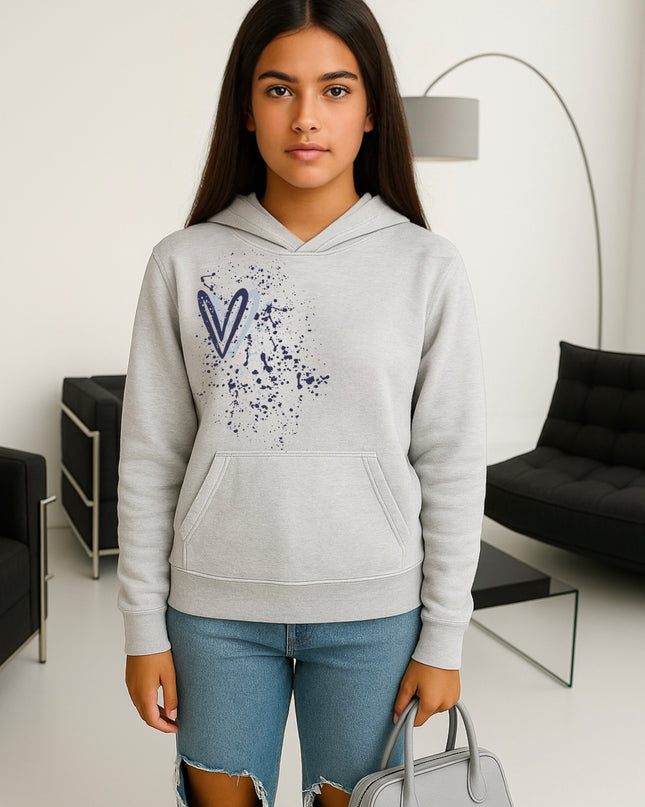 Navy Heart Printed Hoodie