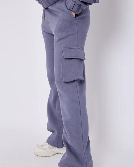Cargo Style Zip Hooded Tracksuit Denim Blue