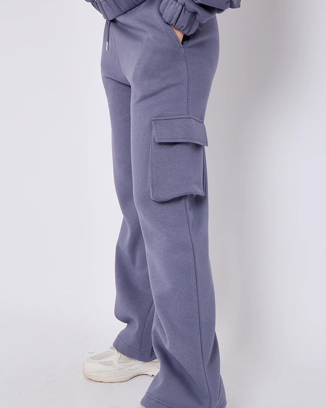 Cargo Style Zip Hooded Tracksuit Denim Blue