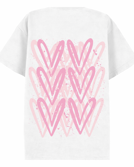 Pink Heart Printed T-shirt Adult