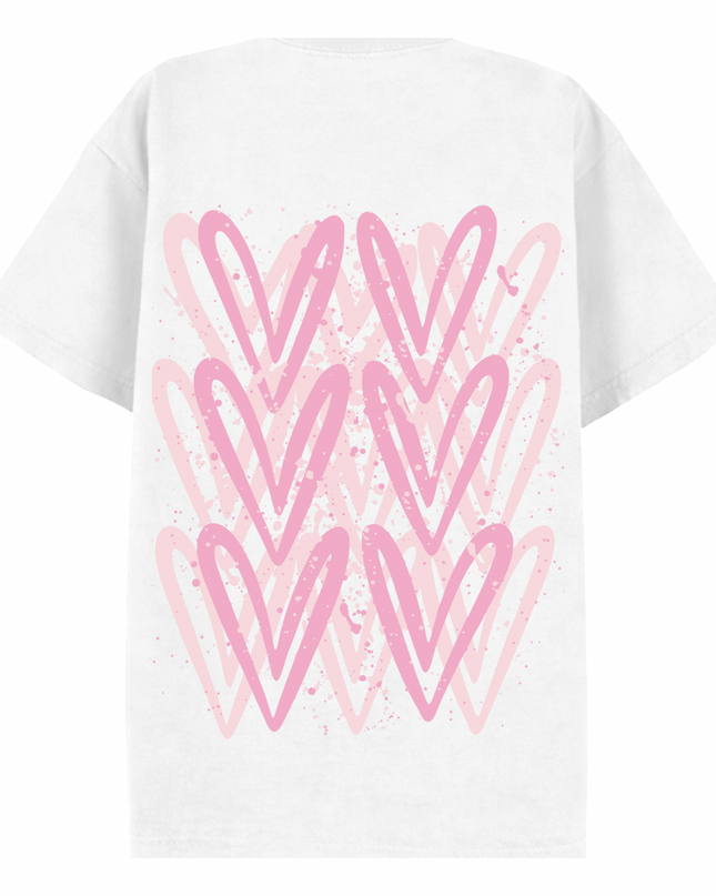 Pink Heart Printed T-shirt Adult