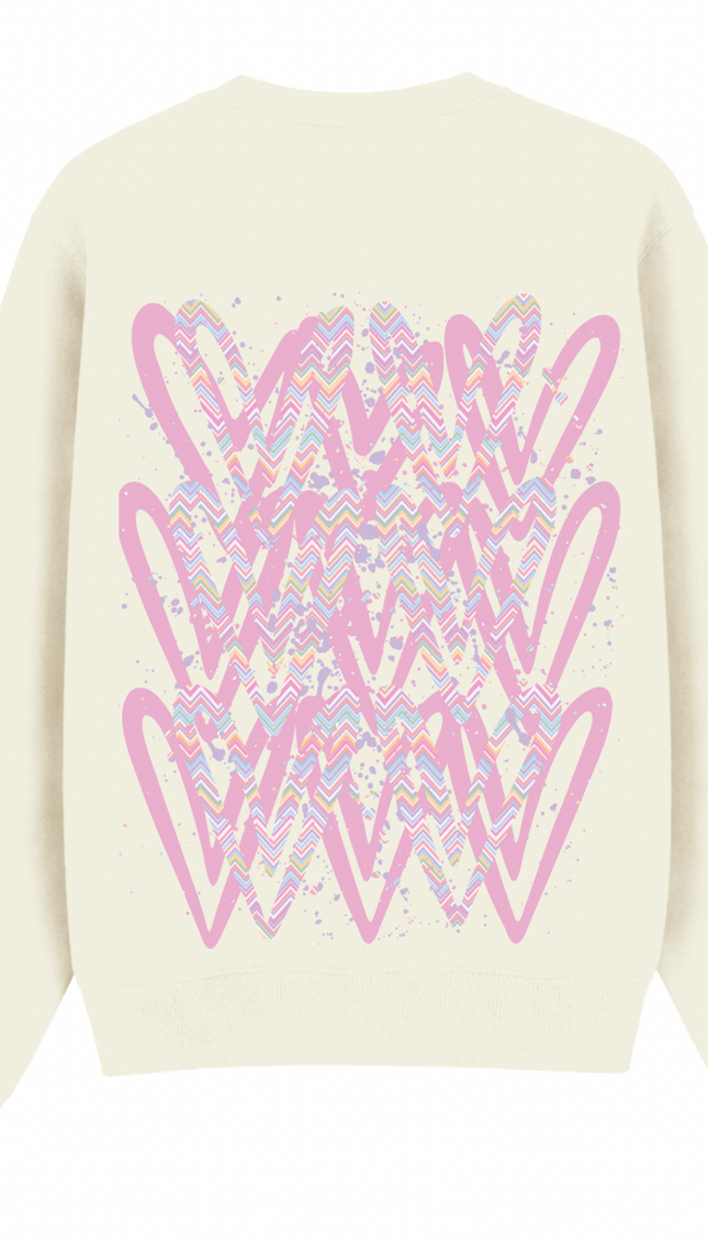 Pastel Zig Zag Heart Printed Sweatshirt – image 5