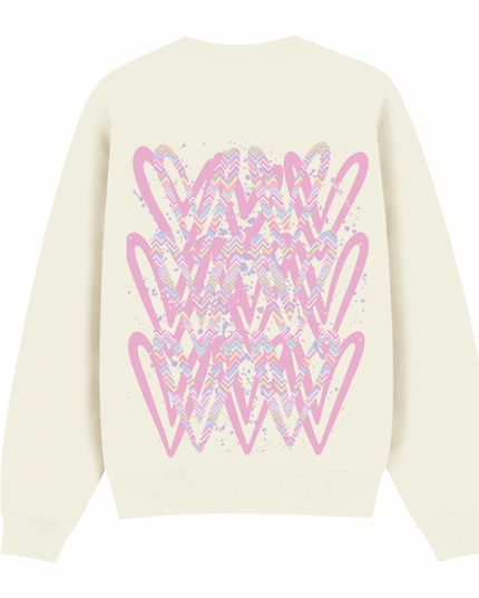 Pastel Zig Zag Heart Printed Sweatshirt Adults