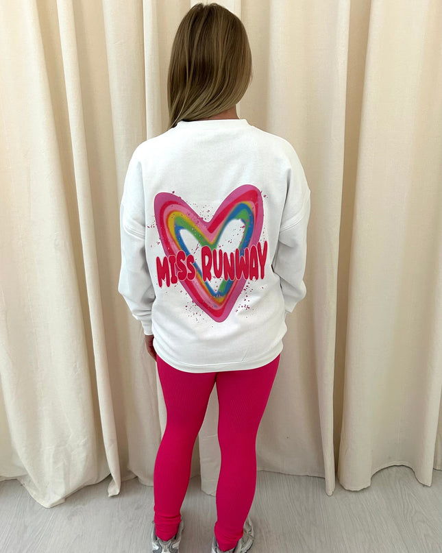 Miss Runway Multicoloured Heart Printed Sweatshirt & Leggings Adults