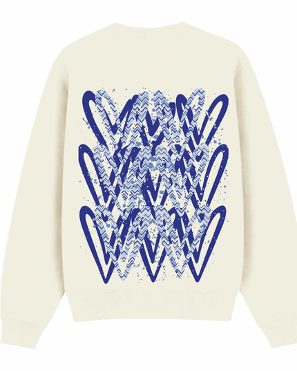 Royal Blue Zig Zag Heart Printed Sweatshirt Adults