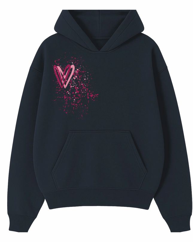 Dark Multicoloured Heart Printed Hoodie Kids