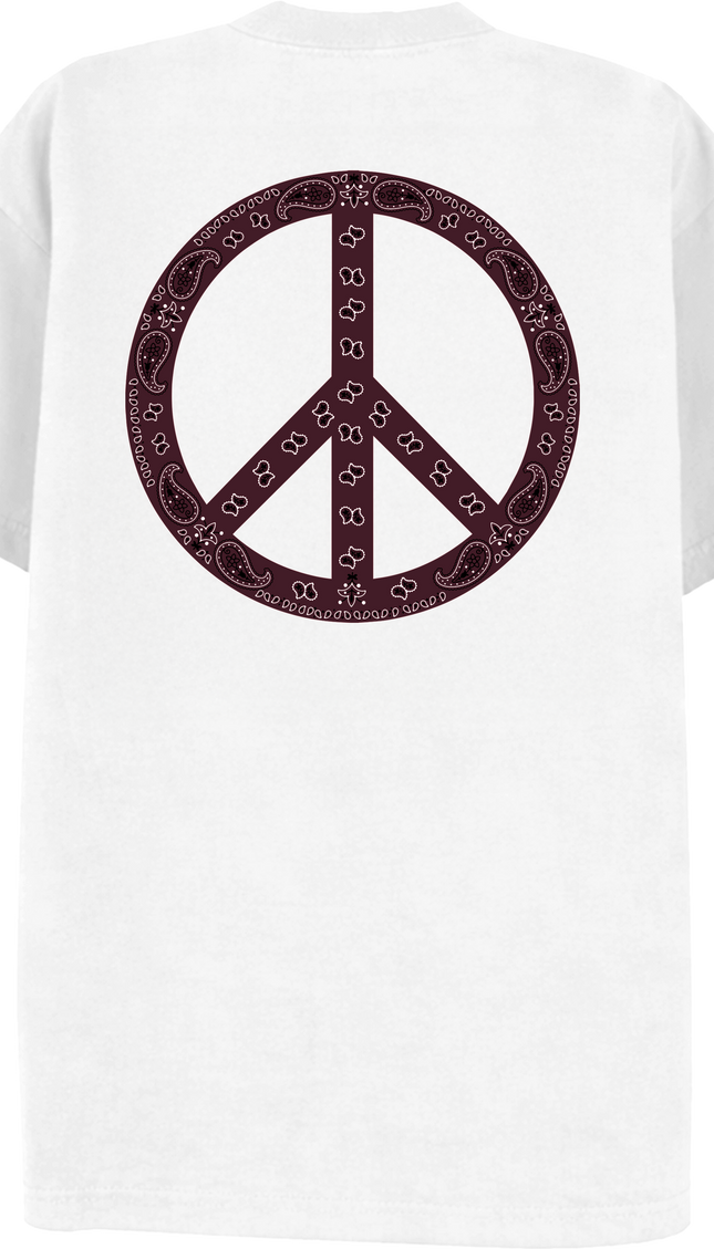Paisley Peace T Shirt Burgundy – adult printed t-shirt by Miss Runway