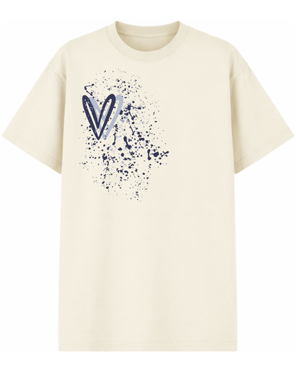 Navy Heart Printed T-shirt Adult