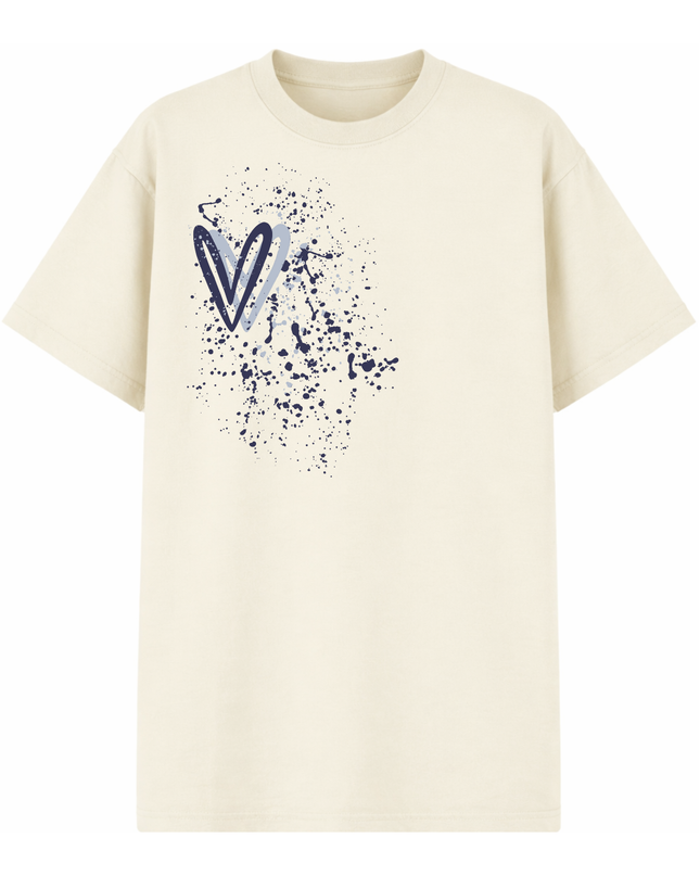 Navy Heart Printed T-shirt Adult