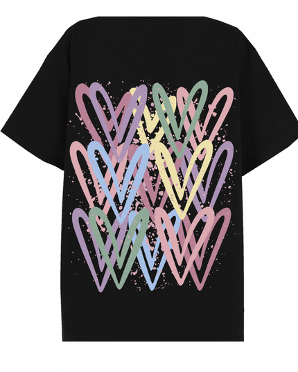 Dark Pastel Heart Printed T-shirt Adult