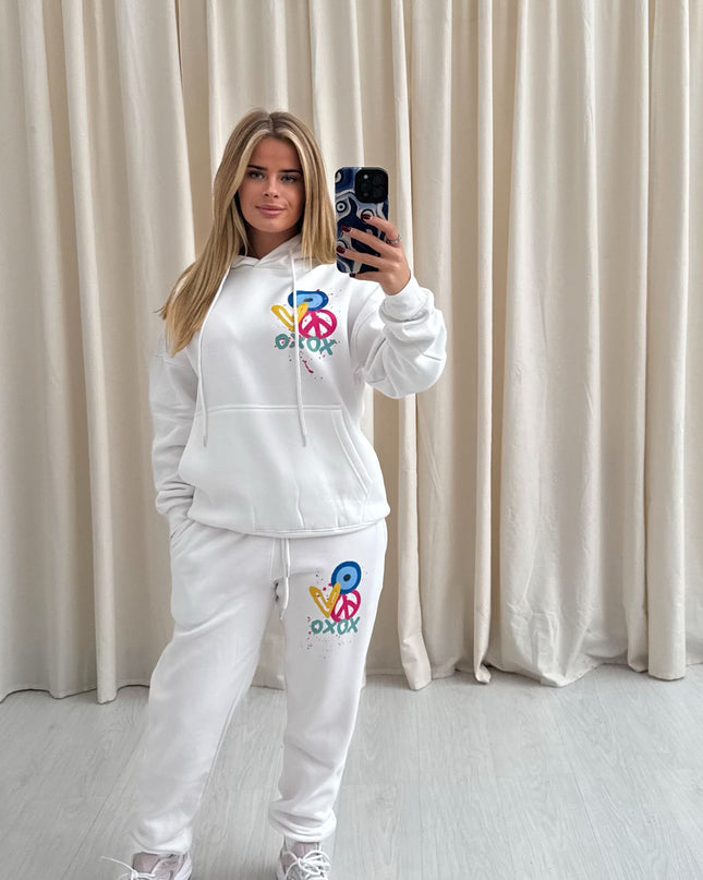 XOXO Graffiti Hooded Tracksuit White