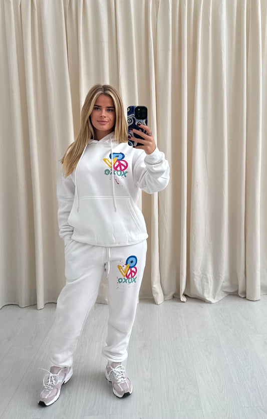 XOXO Graffiti Hooded Tracksuit White