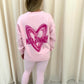 Miss Runway Pink Heart Graffiti Sweatshirt Legging Set Pink