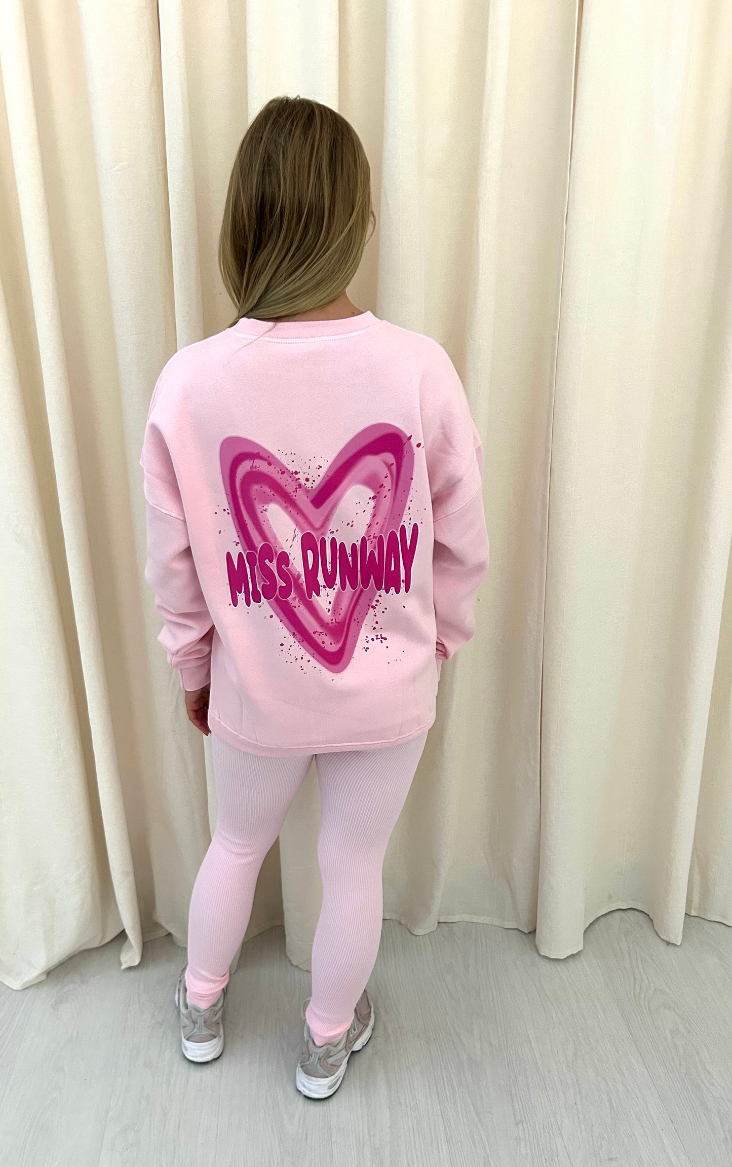 Miss Runway Pink Heart Graffiti Sweatshirt Legging Set Pink