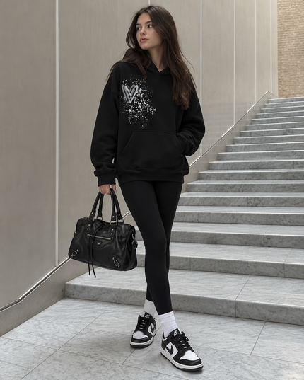 Graffiti Heart Hoodie Black/Grey Kids