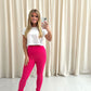 Fuchsia Pink Ribbed Leggings