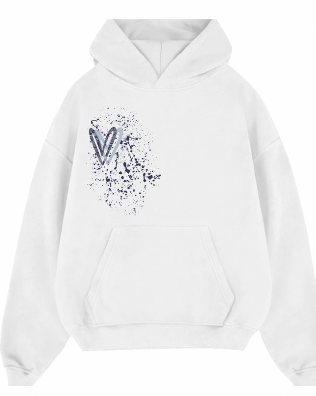 Navy Paisley Heart Printed  Hoodie Kids