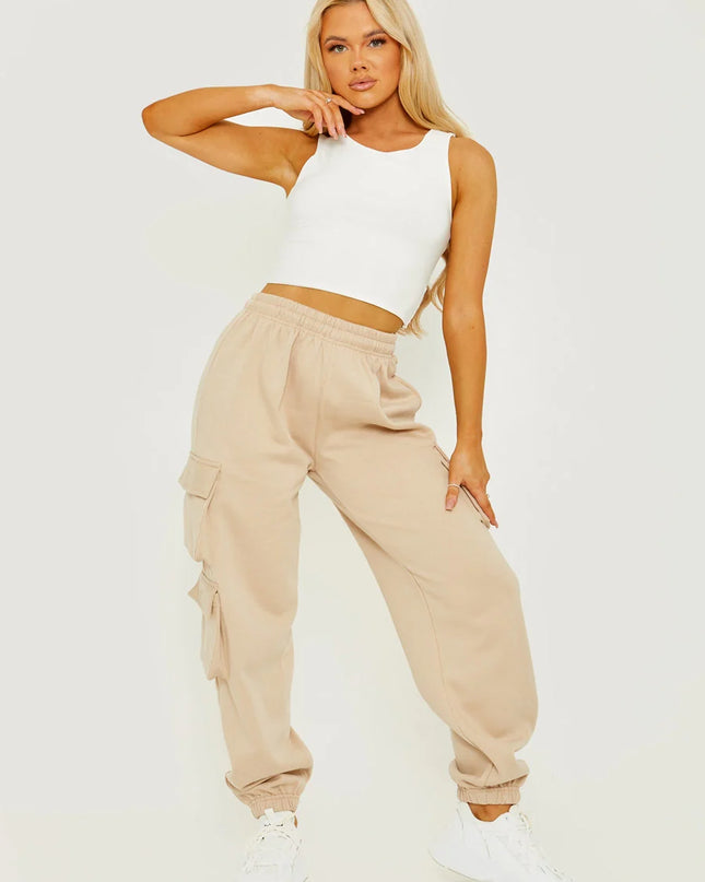 Basic Essentials Beige Cargo Joggers
