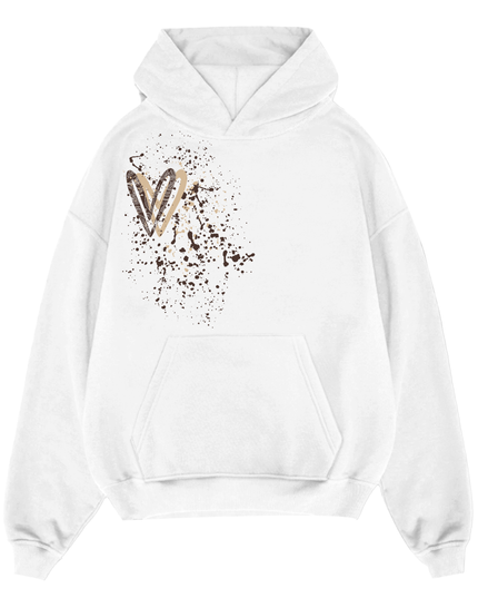 Beige/Brown Paisley Heart Printed Hoodie Adults