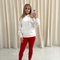 Pink & Red Candy Cane Graffiti Hoodie And Legging Set White