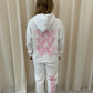 Pink Heart Graffiti Hooded Tracksuit White