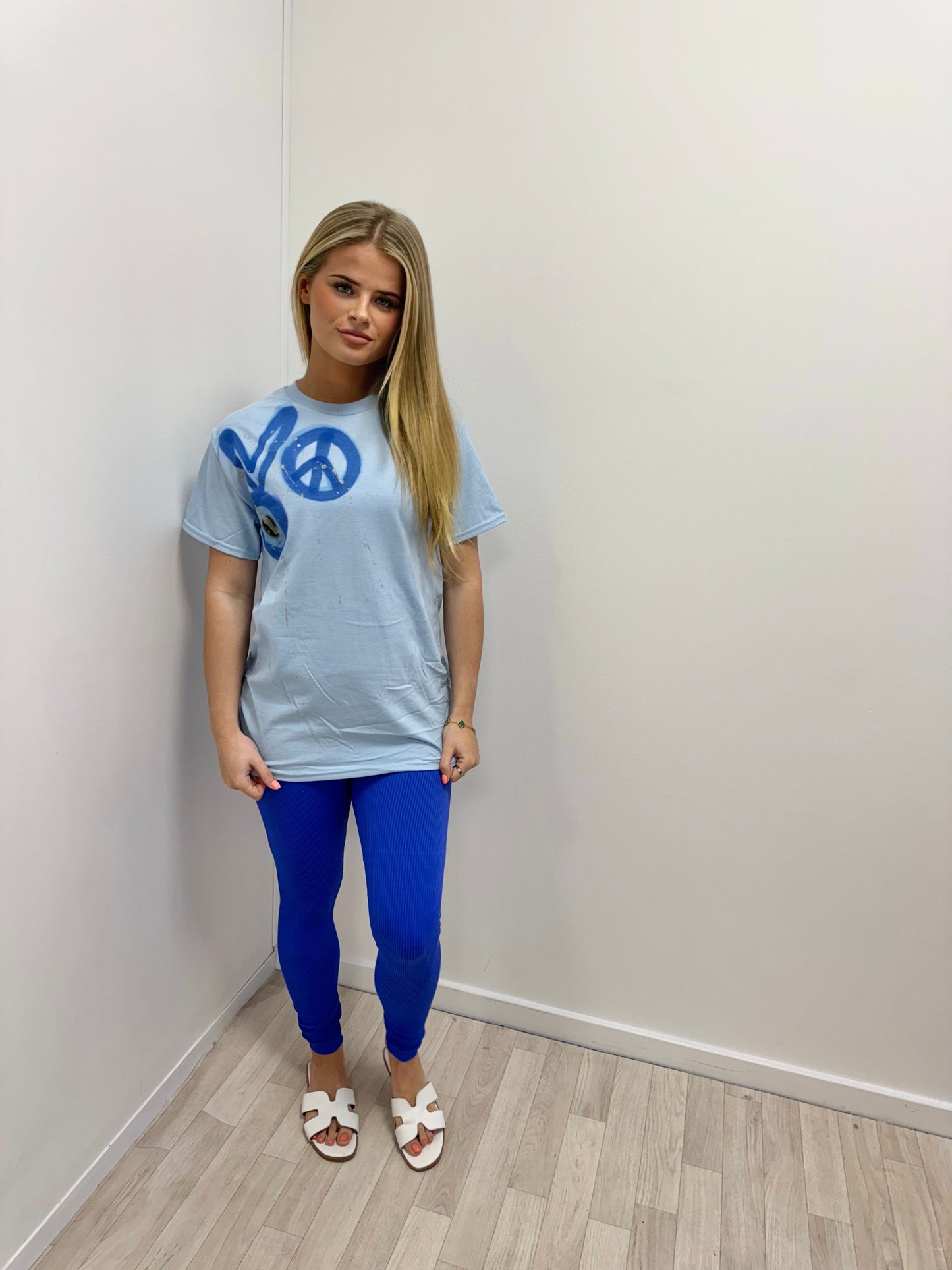 Evil Eye, peace, heart blue T-Shirt