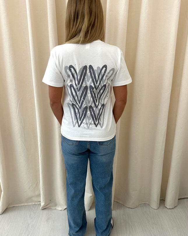 Grey Heart Printed T-shirt Adult