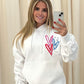 Miss Runway Multicolour Heart Graffiti Ruched Hoodie White