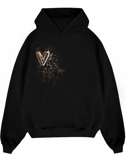 Beige Heart Printed Hoodie Adults