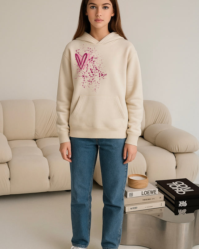 Colourful Heart Printed Hoodie