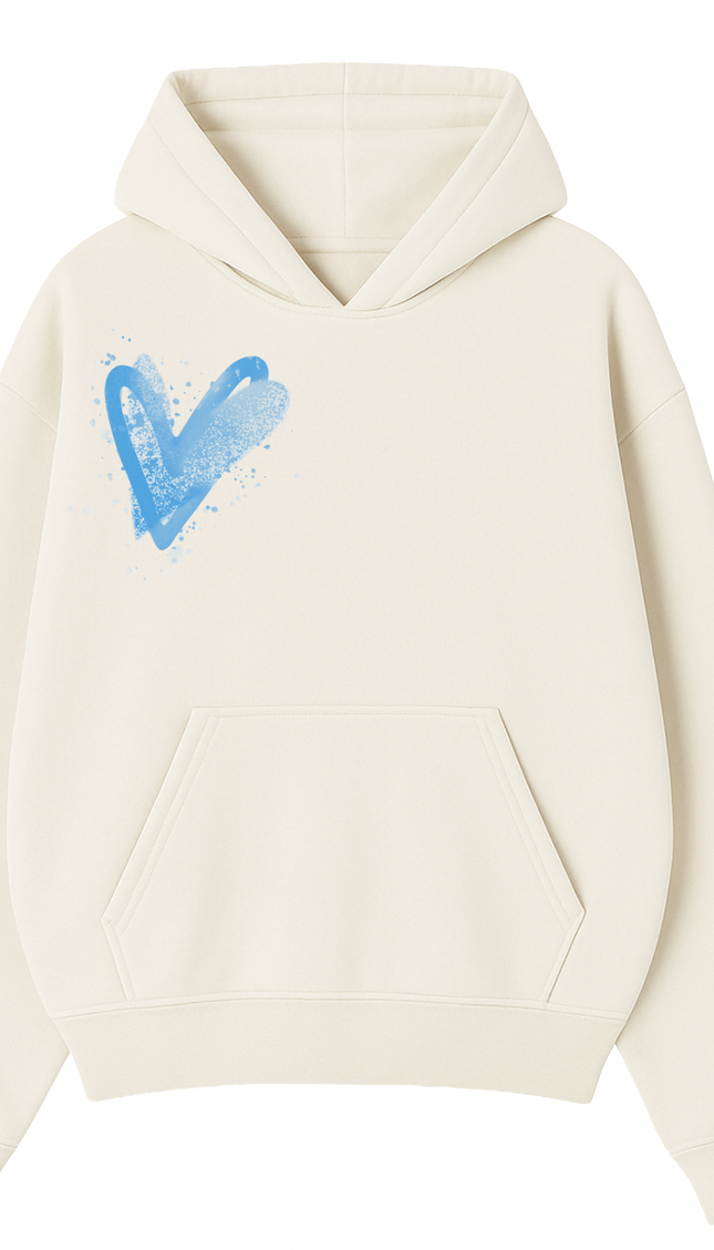 Blue Scatter Heart Printed Hoodie – image 4