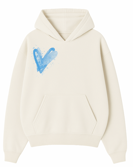 Blue Scatter Heart Printed  Hoodie Kids