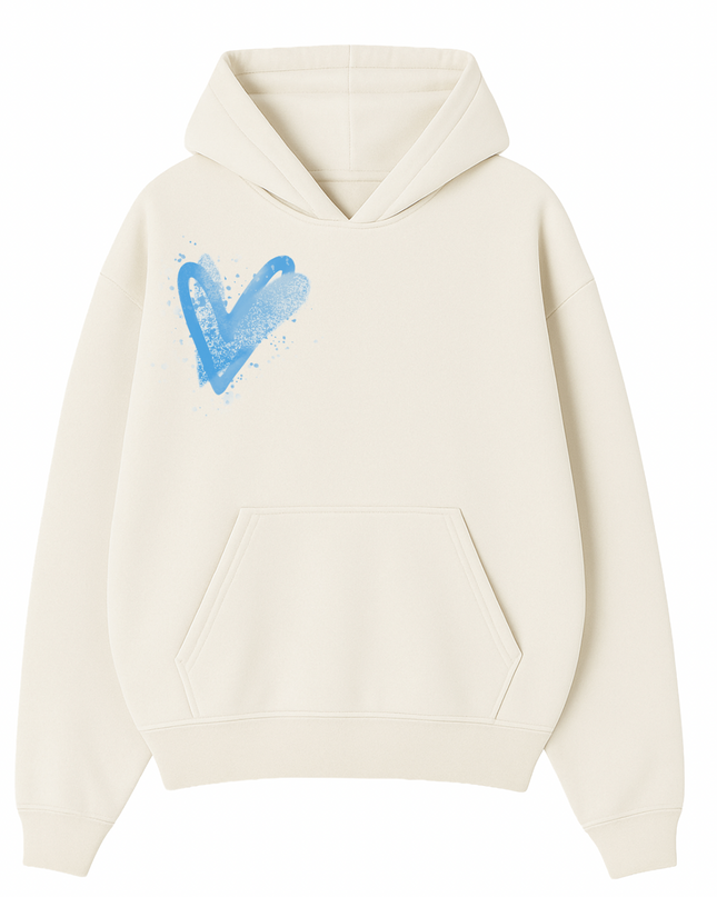 Blue Scatter Heart Printed  Hoodie Kids